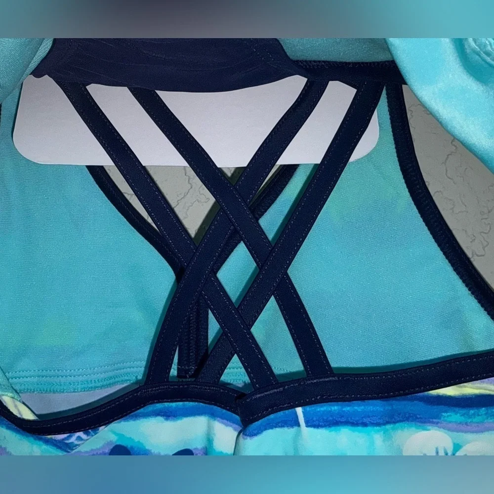 ZeroXposur Youth Girls 3-Piece Swim Set - Blue and Purple (NWT) - Size 7/8